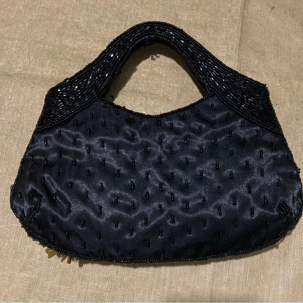 Multicolor Glass Bead encrusted Black small fancy handbag 8